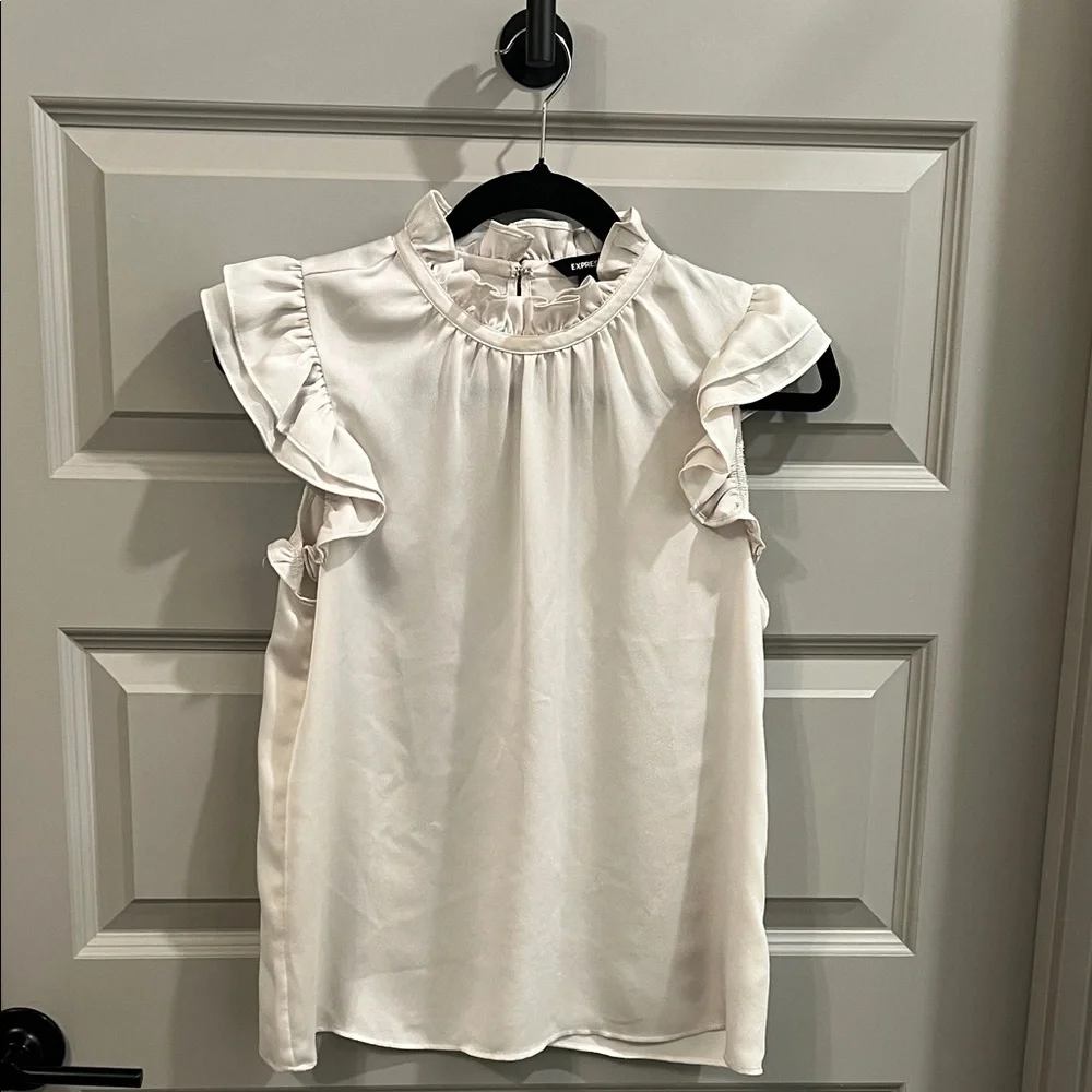 Express Cream Ruffled Blouse - Picture 1 of 2